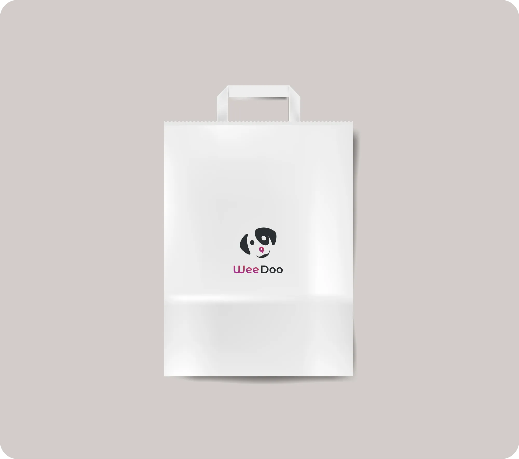 White paper bag with the WeeDoo logo